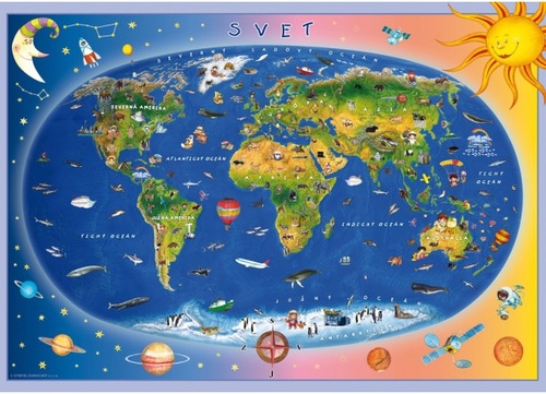 Detská mapa sveta, 120 x 80 cm
