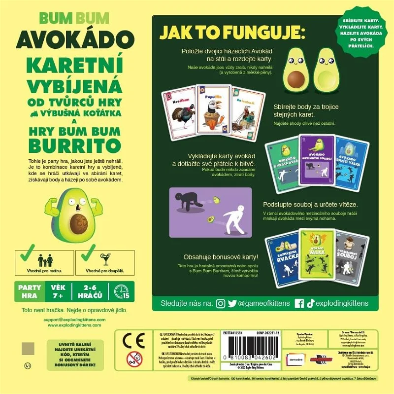Kartová hra Bum Bum Avokádo (hra v češtine)