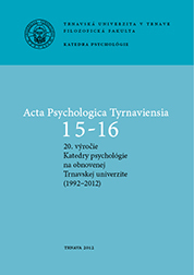 Kniha Acta Psychologica Tyrnaviensia 15-16. - Marián Špajdel