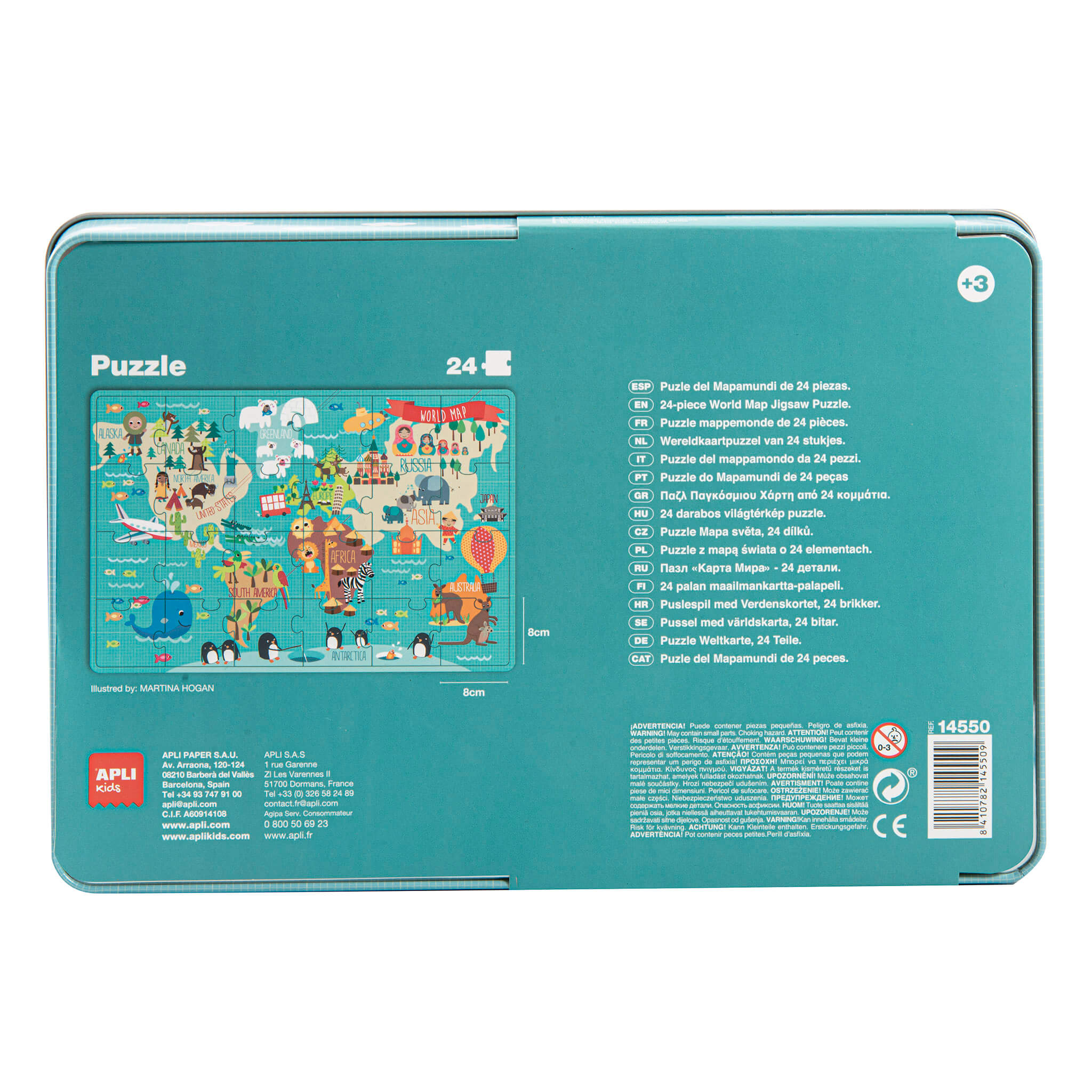 APLI XL Puzzle v plechovke - Svetová mapa Martina Hogana 24 dielikov