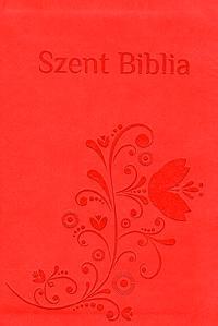 Szent Biblia - Prémium mini élénkpiros matyó mintás