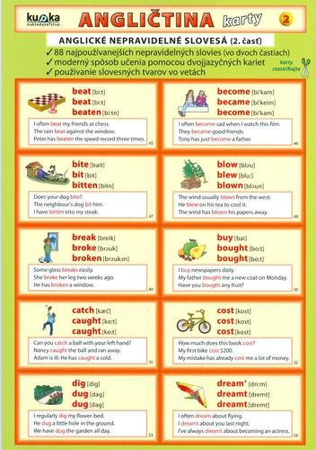 Kniha Angličtina karty 2 - nepravidelné slovesá