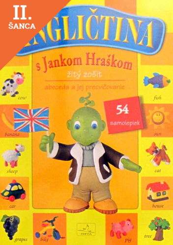 Lacná kniha Angličtina s Jankom Hráškom žltý zošit 54 samolepiek
