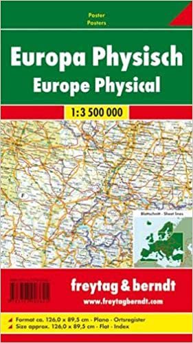 Európa nástenná fyzická mapa 1:3 500 000 lamino lišta