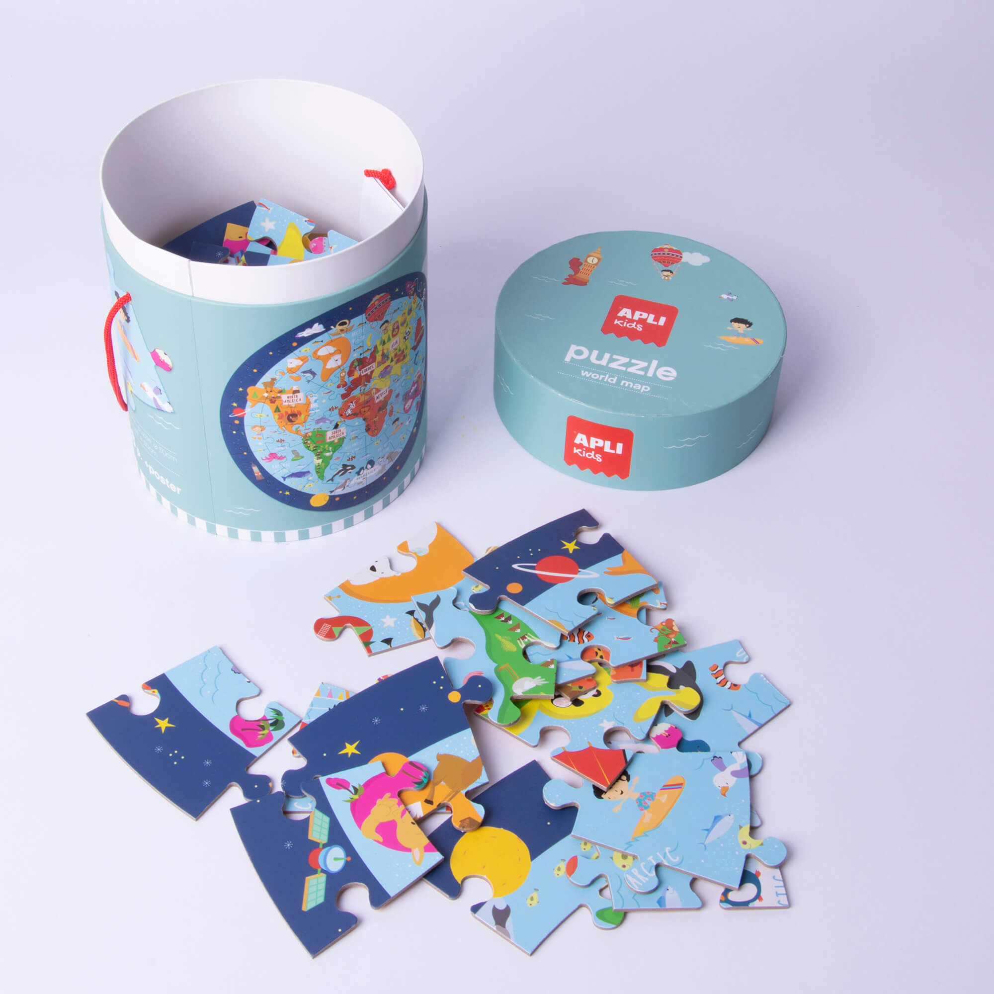 APLI Puzzle v tube -Svetová mapa 48 dielikov