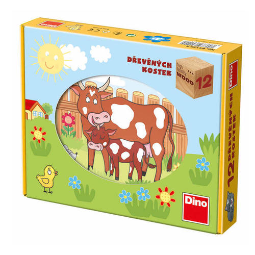 Kniha Dino Toys Drevené kocky Domáce zvieratká 12 Dino