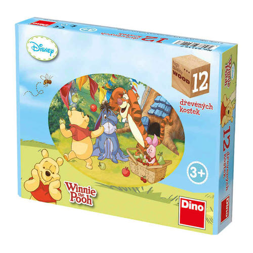 Drevené kocky Medvedík Pú 12 Dino