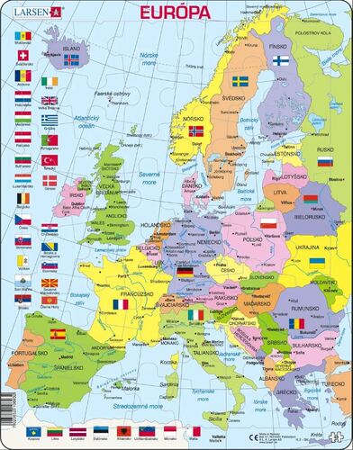 Puzzle Europa politická - výšková Larsen K2-SK