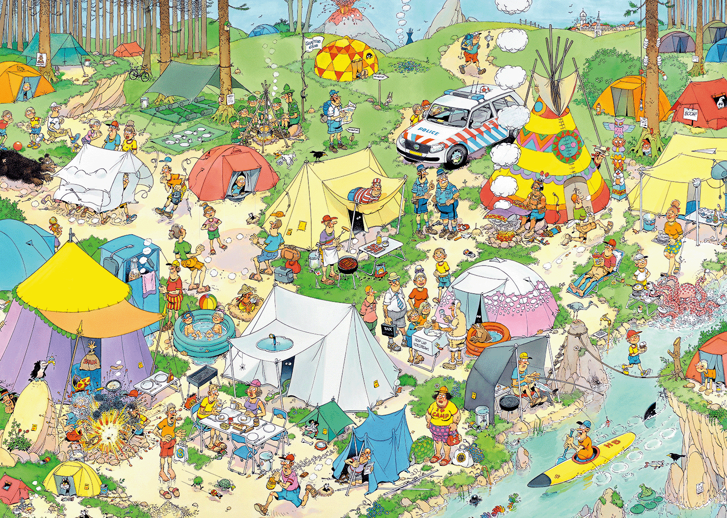 Puzzle Kempovanie v lese 1000 Jan van Haasteren