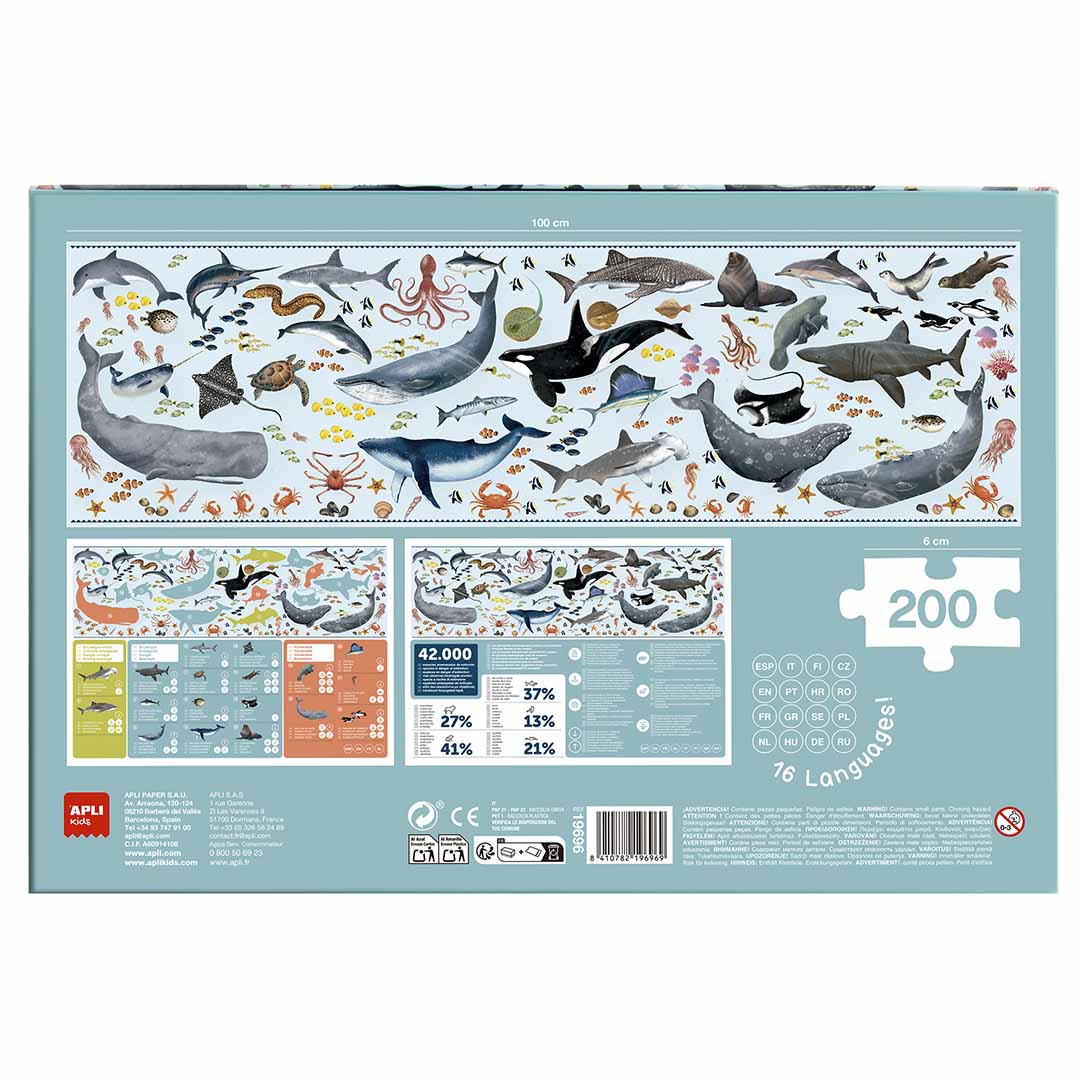 APLI Puzzle Ohrozené druhy zvierat z oceánu 200 dielikov