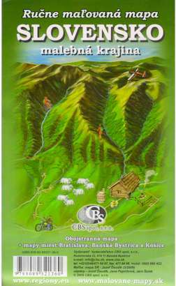 Ručne maľovaná mapa SLOVENSKO malebná krajina