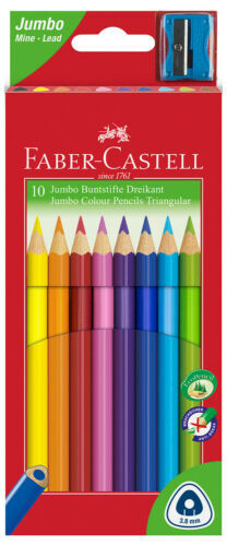 Faber-Castell Pastelky Faber-Castell Junior Triangular 10 ks + strúhadlo