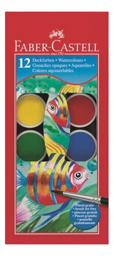 Vodové farby Faber-Castell priemer 30 mm 12 ks
