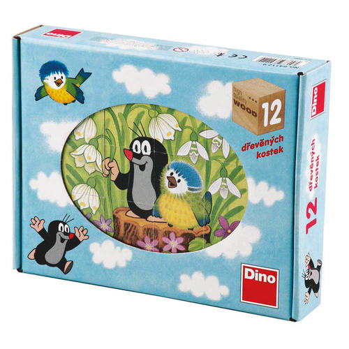 Drevené kocky Krtko a vtáčik 12 Dino