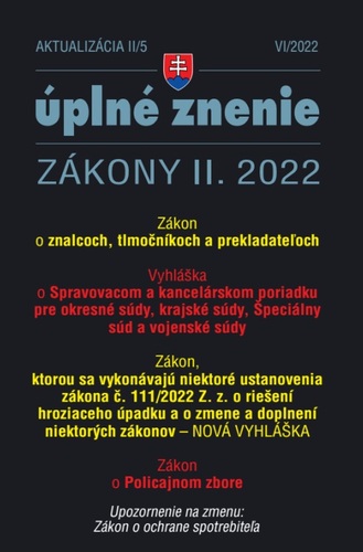 Kniha Aktualizácia II/5 2022 – Policajný zbor, tlmočníci, znalci a prekladatelia