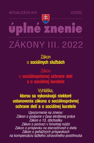 Kniha Aktualizácia III/4 2022 – Sociálne služby a sociálnoprávna ochrana detí