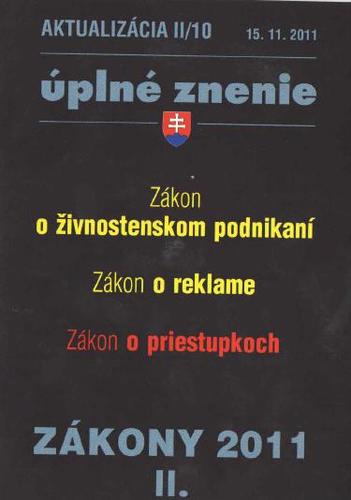 Zákony 2011 II. aktualizácia II 10 - Zákon o živnostenskom podnikaní
