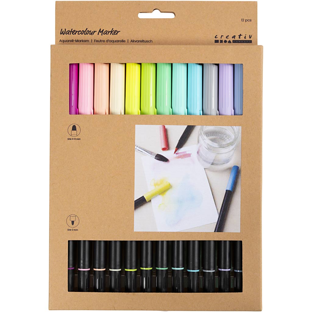 Sada akvarelových popisovačov Pastel, 12 ks