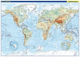Svět nástěnná fyzická mapa