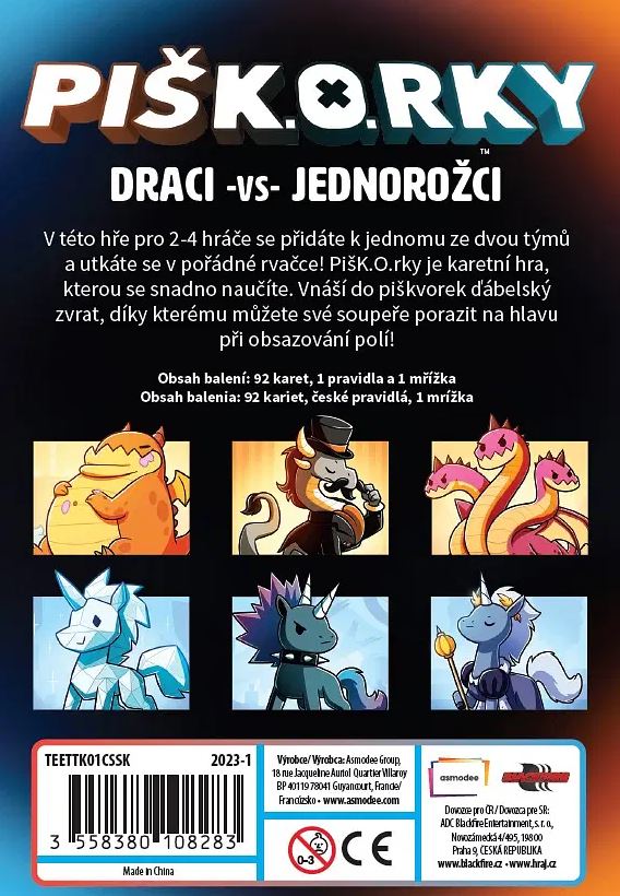 Hra PIŠK.O.RKY: Draci vs Jednorožci (hra v češtine)