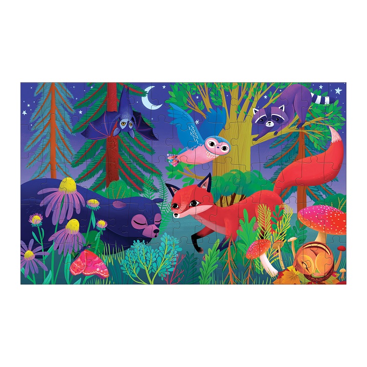Puzzle holografické Deň a noc v lese 75 Mudpuppy