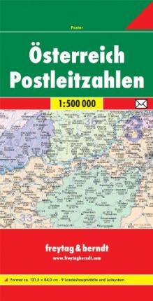 Rakúsko nástenná mapa PSČ lamino + lišta
