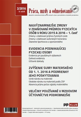 Práca, mzdy a odmeňovanie 2 2016