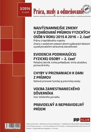 Práca, mzdy a odmeňovanie 3 2016