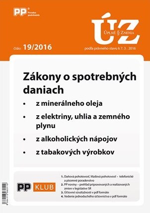 UZZ 19 2016 Zákony o spotrebných daniach