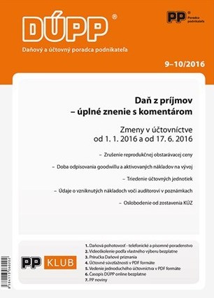 DUPP 9-10/2016 Daň z príjmov - úplné znenie s komentárom