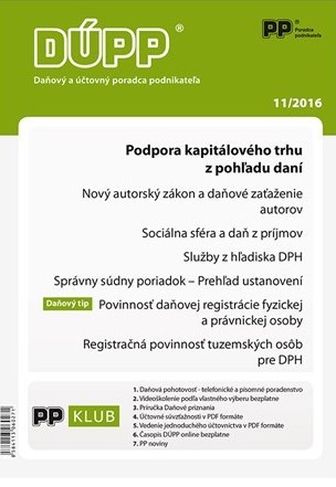 DUPP 11/2016 Podpora kapitálového trhu z pohľadu daní