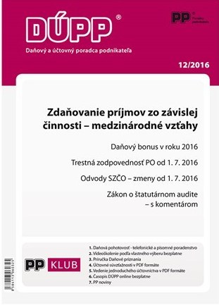 DUPP 12 2016 Zdaňovanie príjmov zo závislej činnosti
