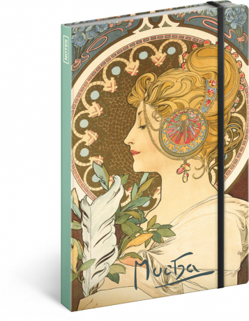 Notes Alfons Mucha – Pero, čistý, 13 x 2