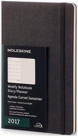 Diár MOLESKINE 2017 týždenný tvrdý čierny L