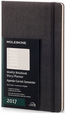 Diár MOLESKINE 2017 týždenný tvrdý čierny S