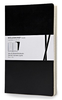Zápisníky MOLESKINE Volant 2 ks linajkové čierne L