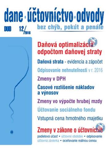 Dane Účtovníctvo Odvody 12 2016