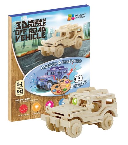 Drevené 3D puzzle Terénne auto
