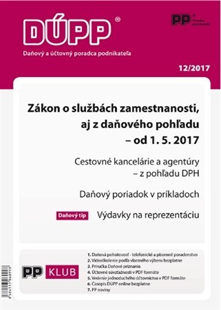 DUPP 12 2017 Zákon o službách zamestnanosti aj z daňového pohľadu - od 1.5.2017