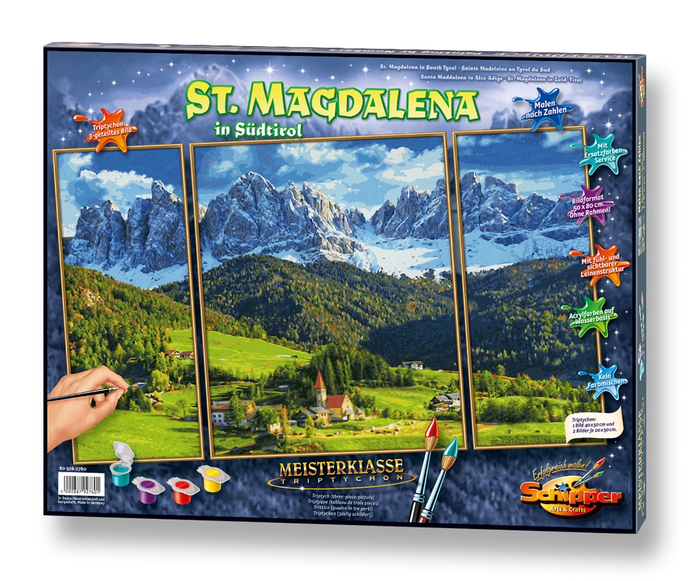 Maľovanie podľa čísel Sv. Magdaléna v Južnom Tirolsku (50x80 cm) Schipper