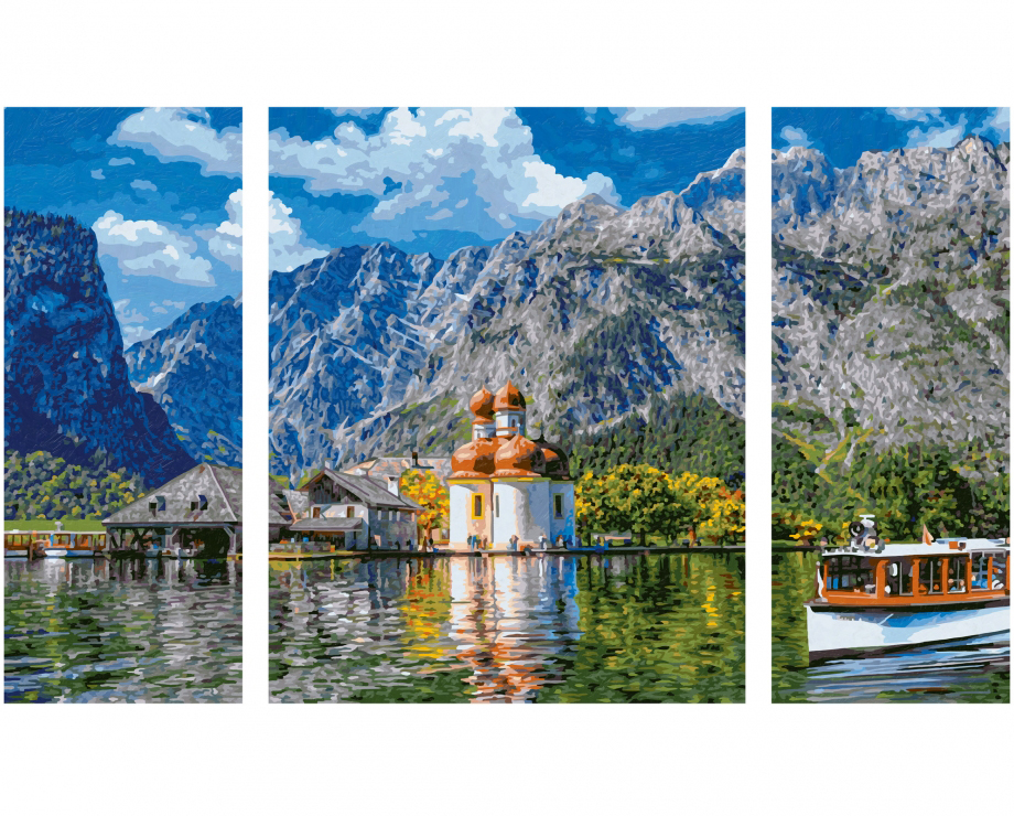 Maľovanie podľa čísel Sv. Bartolomej pri jazere Königsee (50x80 cm) Schipper