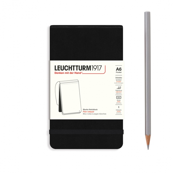 Zápisník LEUCHTTURM1917 Pocket (A6), Black 184 p., riadkovaný