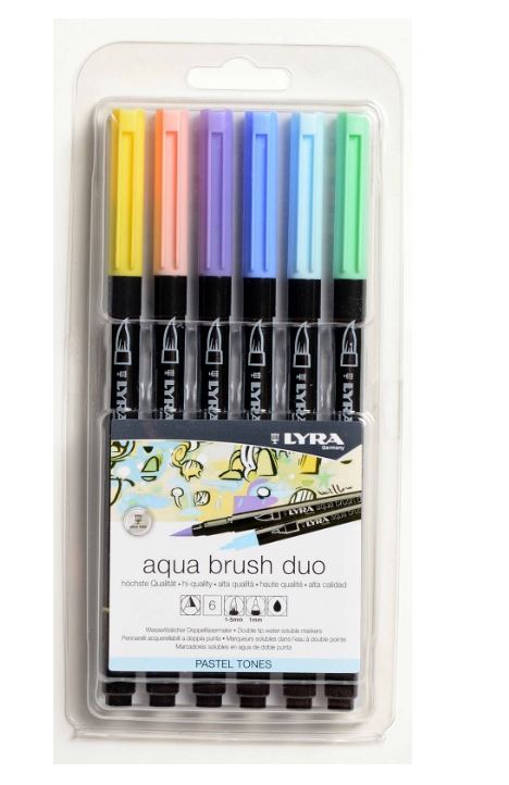 Lyra Aqua Brush Duo sada v plastovom obale pastelové odtiene 6 ks