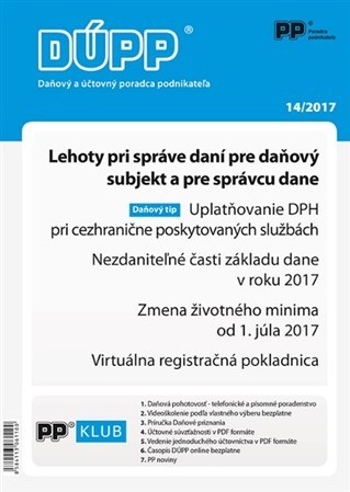 DUPP 14 2017 Lehoty pri správe daní pre daňový subjekt a pre správcu dane