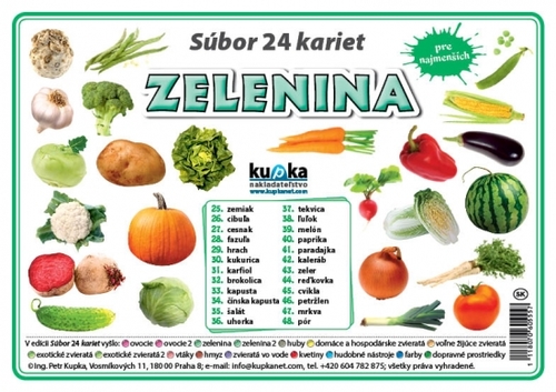 Kniha Súbor 24 kariet - zelenina