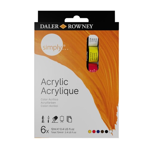 Daler-Rowney D&R Simply sada akrylových farieb 6 x12 ml