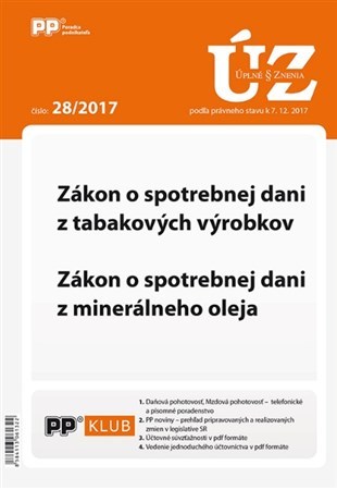 UZZ 28 2017 Zákon o spotrebnej dani z tabakových výrobkov, Zákon o spotrebnej dani z minerálneho ole