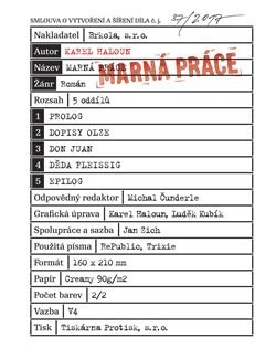 Kniha Marná práce - Karel Haloun