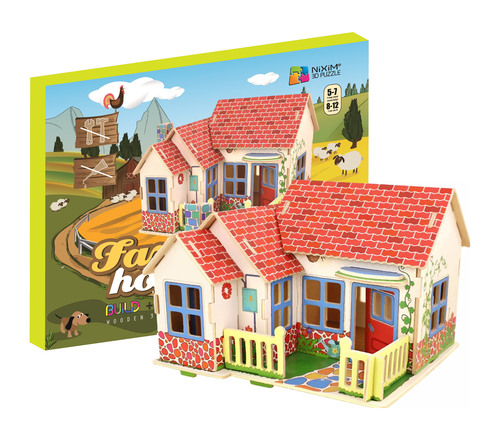 Drevené 3D puzzle Dom na farme