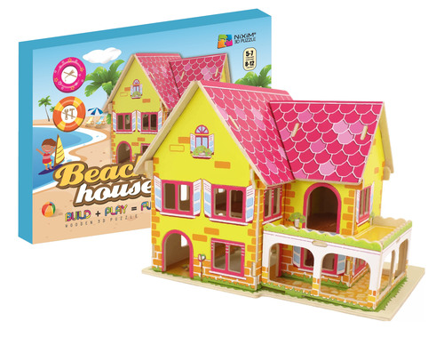 Drevené 3D puzzle Dom pri mori